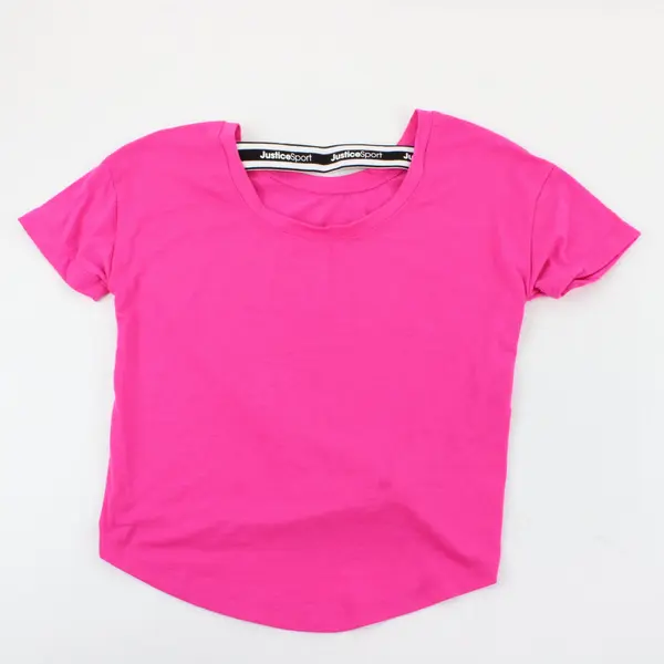 Justice Sport Pink Butterfly Graphic T-Shirt Girls Size S(7-8) Knotted Front