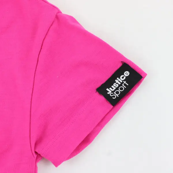 Justice Sport Pink Butterfly Graphic T-Shirt Girls Size S(7-8) Knotted Front