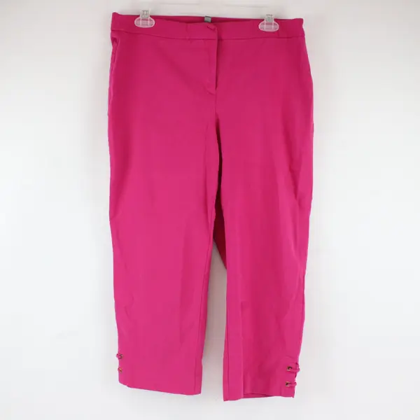 JM Collection Rose Pink Capri Pants Size 12 Gold Detail Cuffs