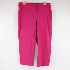 JM Collection Rose Pink Capri Pants Size 12 Gold Detail Cuffs