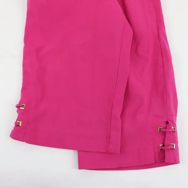 JM Collection Rose Pink Capri Pants Size 12 Gold Detail Cuffs