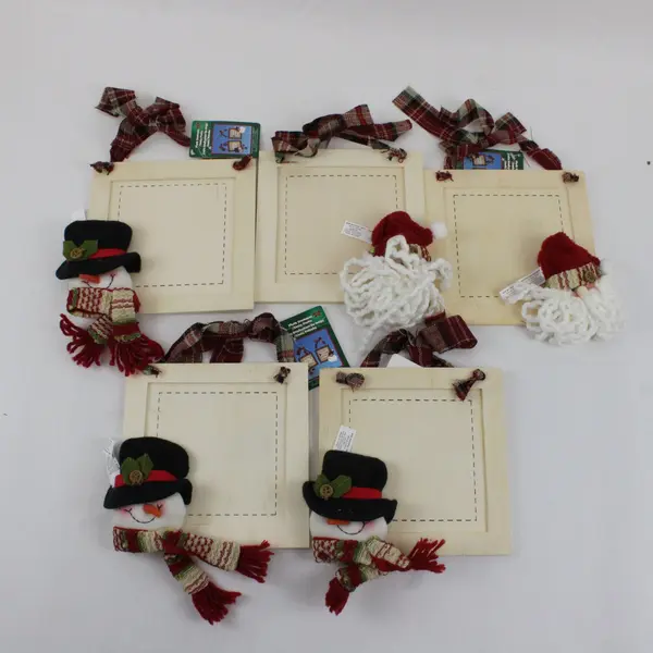 Lot of 5 Plush Snowman Santa Holiday Picture Frames