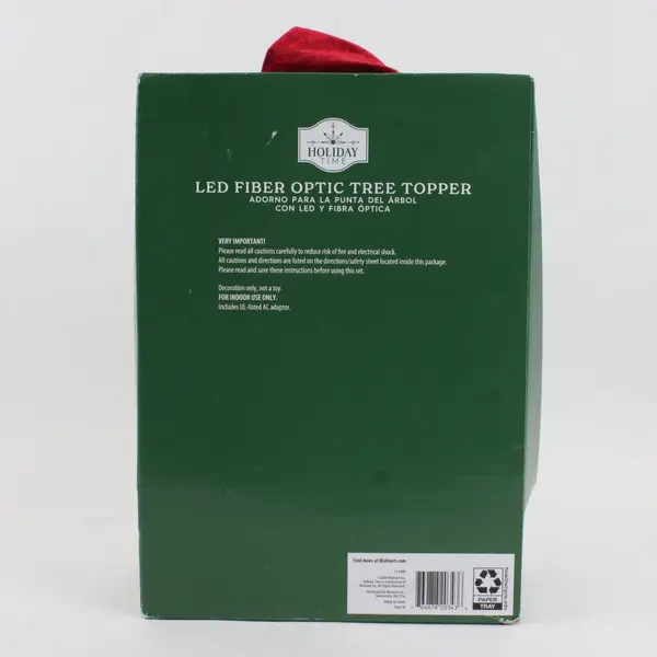 Holiday Time 12in LED Fiber Optic Santa Christmas Tree Topper w Box