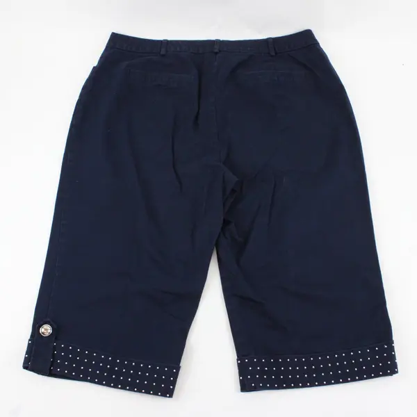 JM Collection Womens Slim Leg Capri Pants Navy Blue Metal Cuff Detail Sz 12