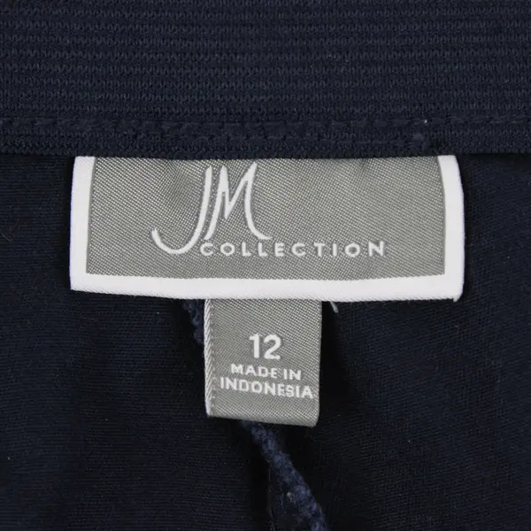 JM Collection Womens Slim Leg Capri Pants Navy Blue Metal Cuff Detail Sz 12