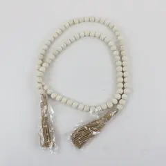 RGB World Farmhouse Wooden Bead Garland Tassels Rustic Decor Off White 47in