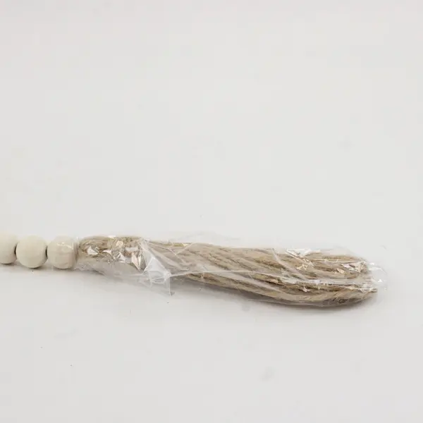 RGB World Farmhouse Wooden Bead Garland Tassels Rustic Decor Off White 47in