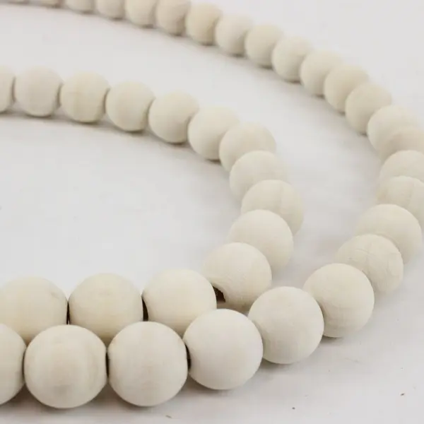 RGB World Farmhouse Wooden Bead Garland Tassels Rustic Decor Off White 47in