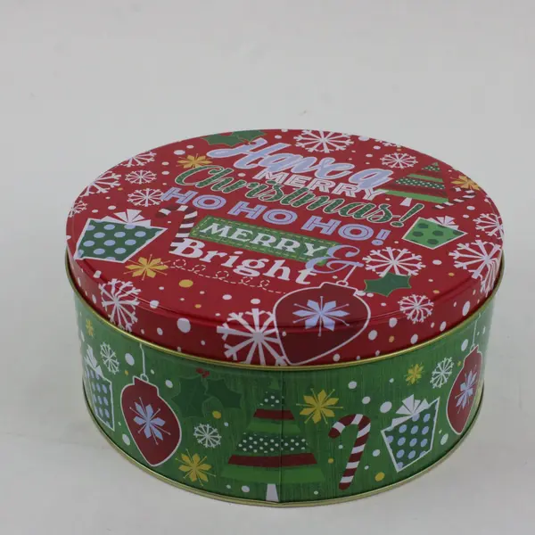 Round Metal Christmas Tin Have a Merry Christmas Ho Ho Ho 6.5in
