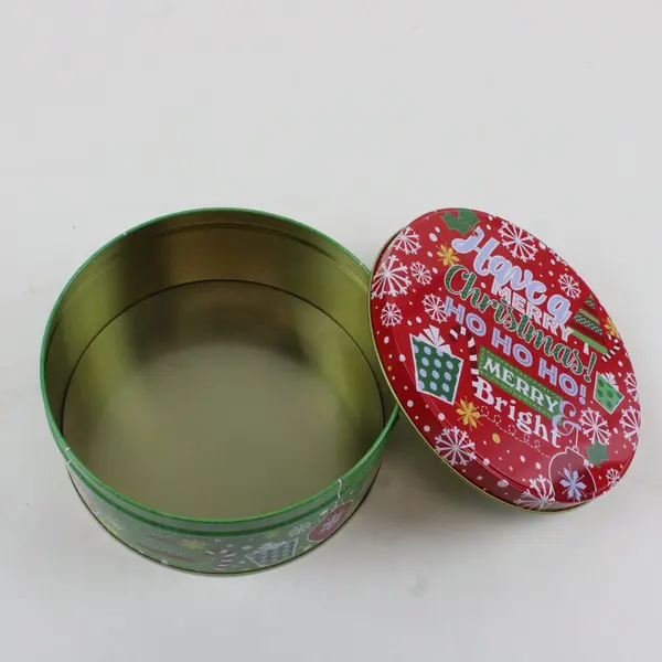 Round Metal Christmas Tin Have a Merry Christmas Ho Ho Ho 6.5in