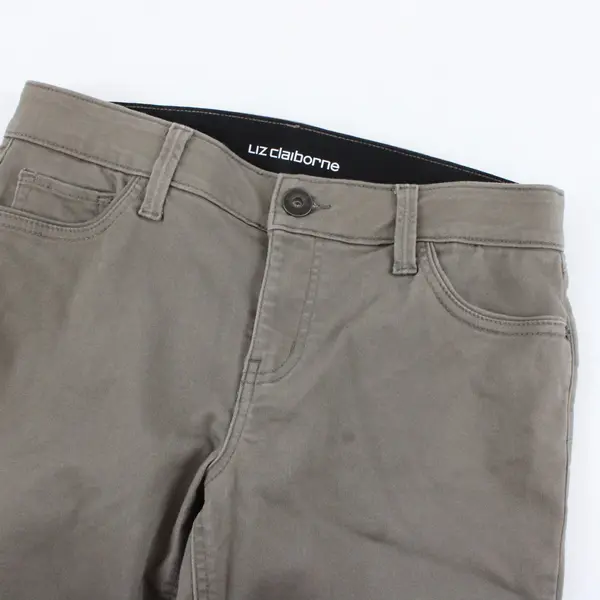 Liz Claiborne Classic Skinny Gray/Brown Womens 6 Stretchy Waistband Pants