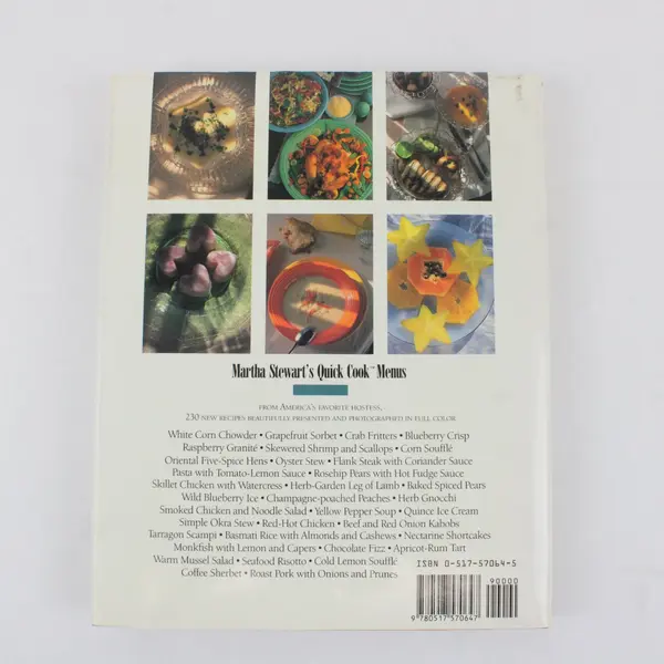 Martha Stewart's Quick Cook Menus 52 Meals in Under an Hour Vintage 1988 HC DJ