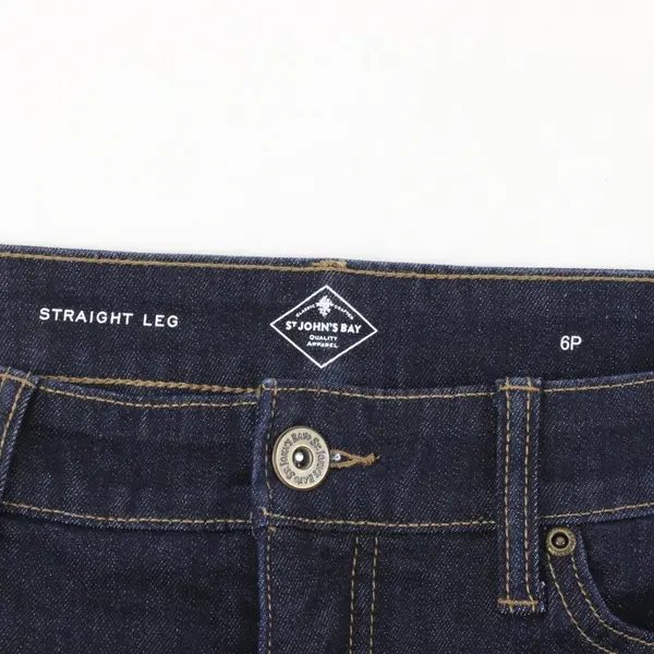 St. John's Bay Womens 6P Straight Leg Dark Wash Stretch Petite Jeans