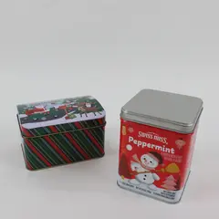 Lot of 2 Christmas Metal Tins Swiss Miss & North Pole Storage Containers