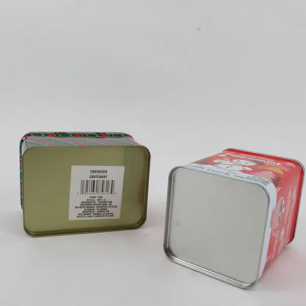 Lot of 2 Christmas Metal Tins Swiss Miss & North Pole Storage Containers