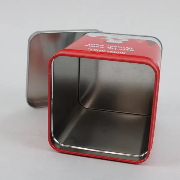 Lot of 2 Christmas Metal Tins Swiss Miss & North Pole Storage Containers