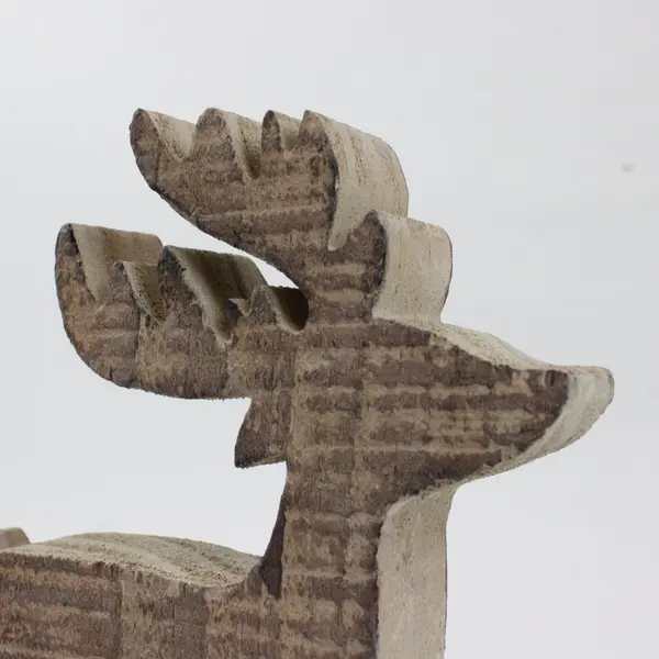 Rustic Wooden Reindeer Tabletop Holiday Figurine 7.5x6 in