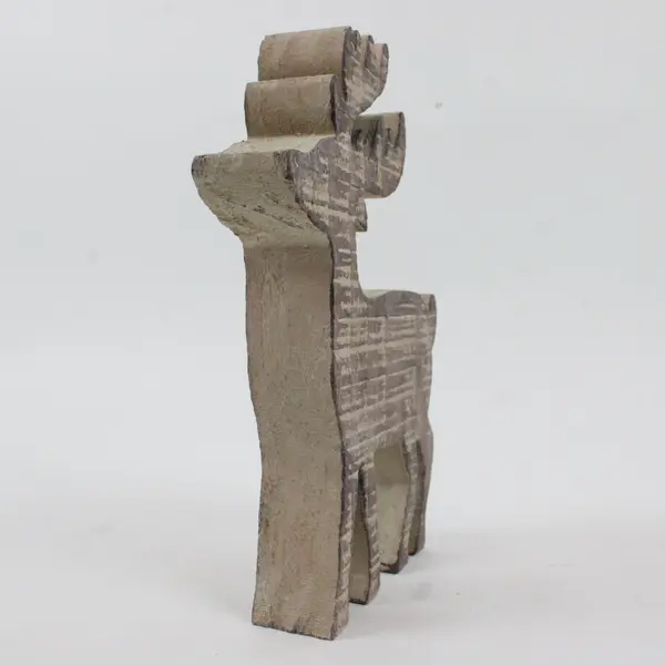 Rustic Wooden Reindeer Tabletop Holiday Figurine 7.5x6 in
