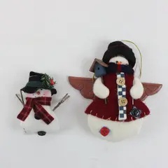 Lot of 2 Snowman Christmas Ornaments Holiday Decor