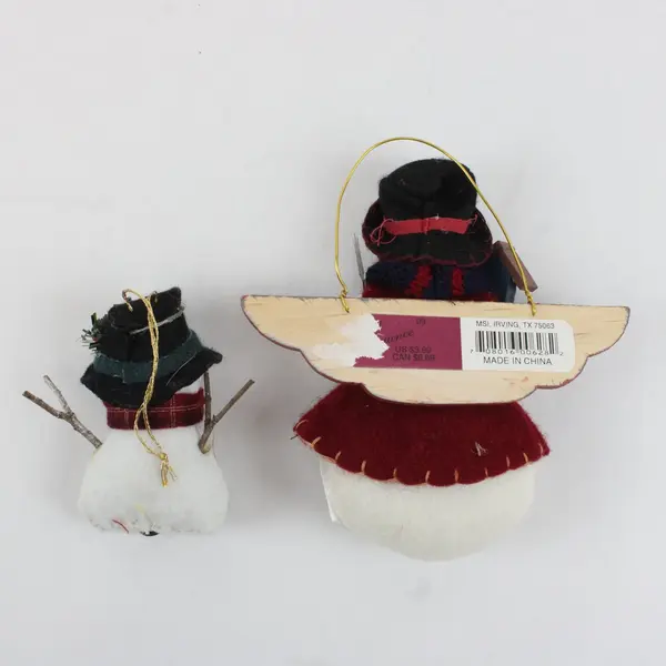 Lot of 2 Snowman Christmas Ornaments Holiday Decor