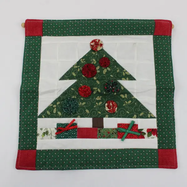 Handmade Quilted Christmas Tree Banner Holiday Wall Hanging Decor