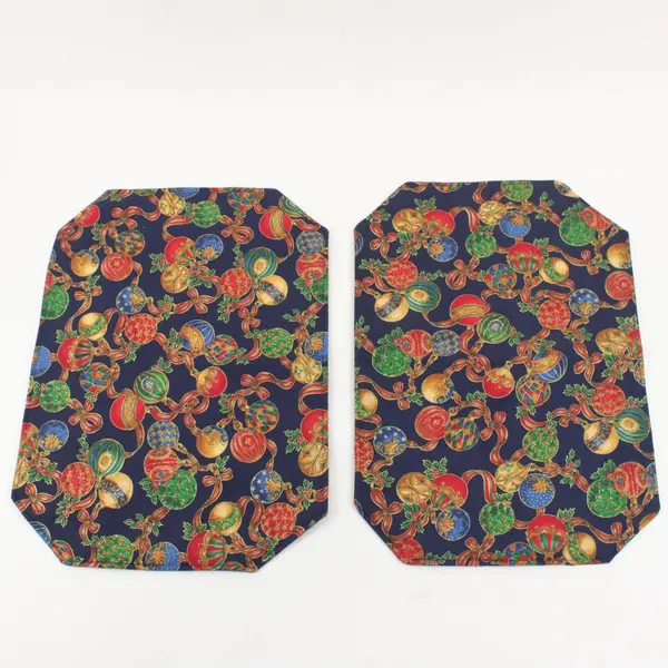 Set of 2 Vintage Blue Quilted Christmas Placemats