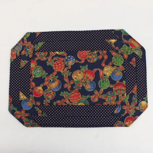 Set of 2 Vintage Blue Quilted Christmas Placemats
