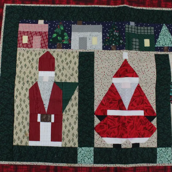 Marian Martell Handmade Quilted Santa Christmas Wall Hanging