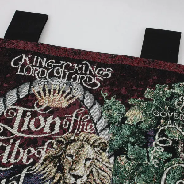 King of Kings Lion of Tribe of Judah Red Tapestry Banner Wall Decor