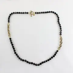 Heidi Daus Let Me Count The Ways Beaded Black Crystal Gold Tone Necklace