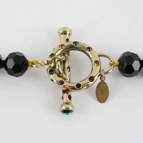 Heidi Daus Let Me Count The Ways Beaded Black Crystal Gold Tone Necklace
