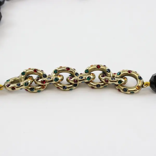 Heidi Daus Let Me Count The Ways Beaded Black Crystal Gold Tone Necklace