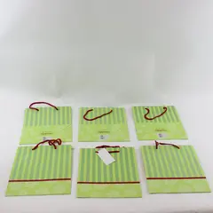 Lot of 6 Department 56 Snowbabies Green Stripe Holiday Gift Bags Snowflake