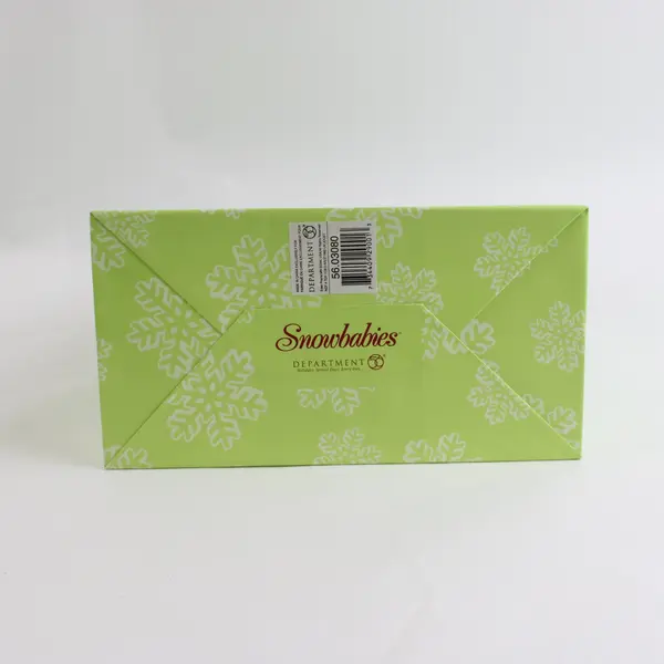Lot of 6 Department 56 Snowbabies Holiday Gift Bags Green Stripe Snowflake