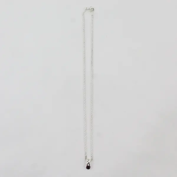 18 Inch Garnet Silver Tone Pendant Necklace & Matching Earrings Set