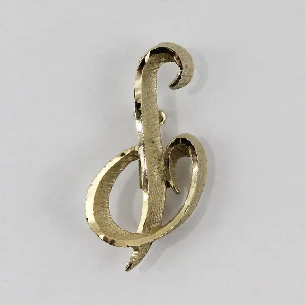 Vintage Mamselle Gold Tone Letter P Initial Brooch Pin Costume Jewelry