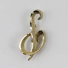 Vintage Mamselle Gold Tone Letter P Initial Brooch Pin Costume Jewelry