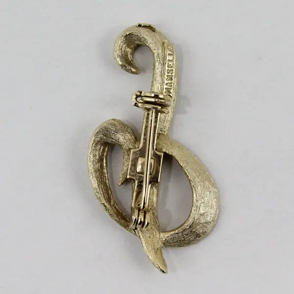 Vintage Mamselle Gold Tone Letter P Initial Brooch Pin Costume Jewelry
