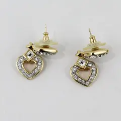 Swarovski Open Heart Crystal Dangle Earrings Signed Vintage