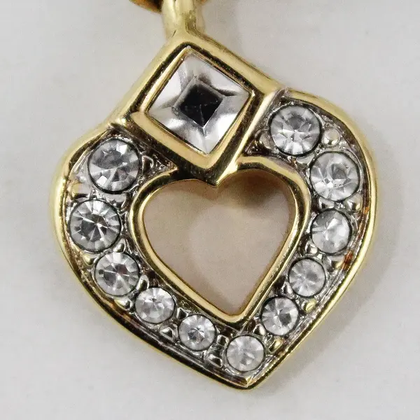 Swarovski Open Heart Crystal Dangle Earrings Signed Vintage