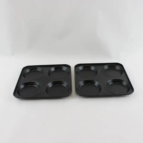 Lot of 2 Non-Stick Black 4 Cup Yorkshire Pudding Muffin Baking Tray