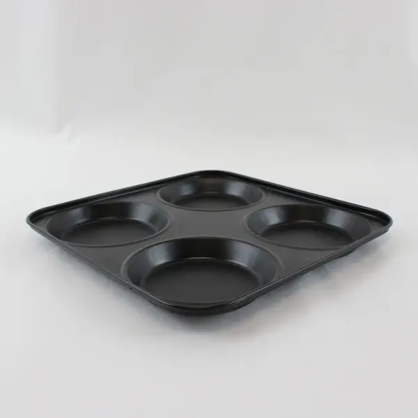 Lot of 2 Non-Stick Black 4 Cup Yorkshire Pudding Muffin Baking Tray