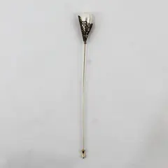 Vintage Gold Tone Faux Pearl Hat Stick Pin 7.5in Long