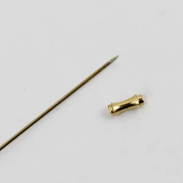 Vintage Gold Tone Faux Pearl Hat Stick Pin 7.5in Long