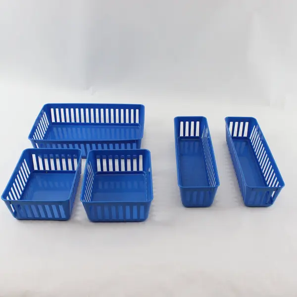 Lot of 5 ITEM CORP Blue Drawer Organizer Baskets Storage Bins