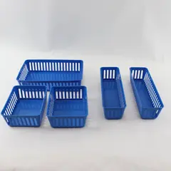 Lot of 5 ITEM CORP Blue Drawer Organizer Baskets Storage Bins