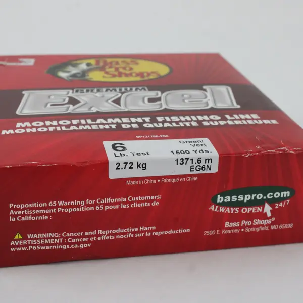 Bass Pro Shops Premium Excel Mono Fishing Line 6lb Green 1500 Yds