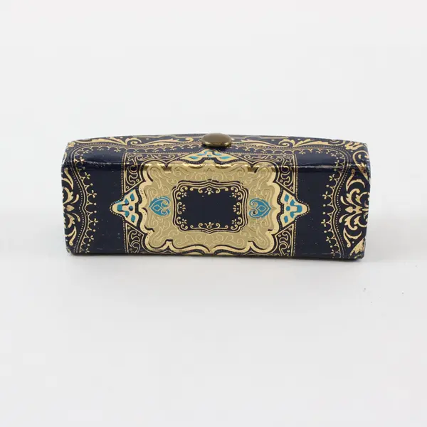 Vintage Italian Blue Gold Florentine Style Lipstick Case Vanity Holder