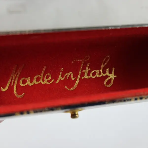 Vintage Italian Blue Gold Florentine Style Lipstick Case Vanity Holder