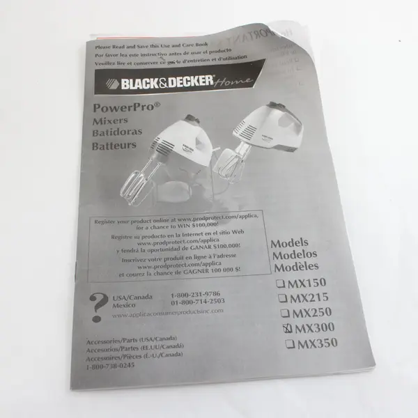 BLACK+DECKER MX300 Power Pro 250W 5-Speed Hand Mixer w/ Spatula